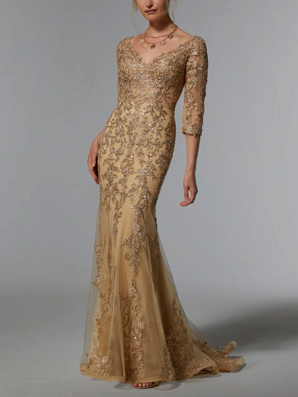 Elegant Delicate Lace Sequin Women's Dress