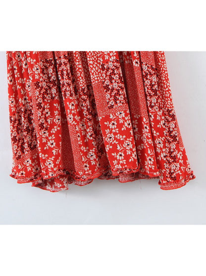 loveedsTM- Boho Strap Print Dress Woman 2024 Summer Beach Vacation New Sexy Deep V Neck High Waist Backless Mini Dress Female