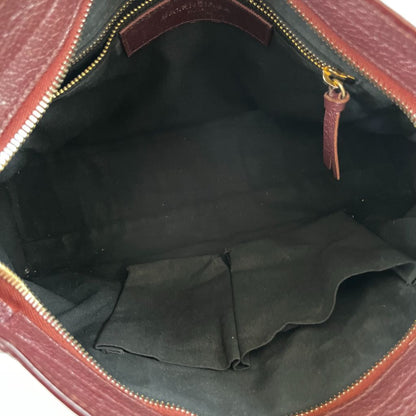 Balenciaga Burgundy Leather Small Metallic Edge City Bag