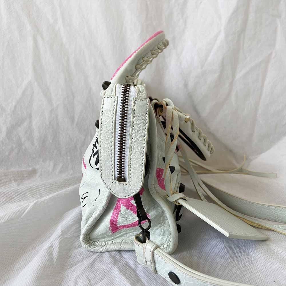 Balenciaga Classic City mini graffiti-printed leather bag