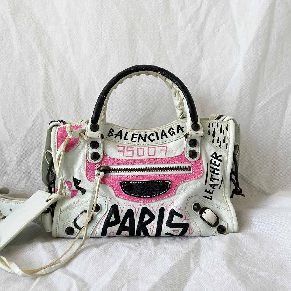 Balenciaga Classic City mini graffiti-printed leather bag