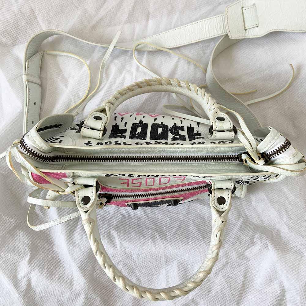 Balenciaga Classic City mini graffiti-printed leather bag