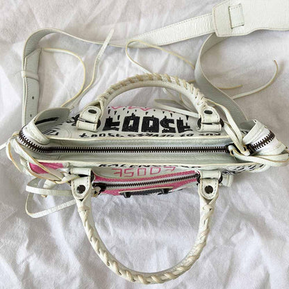 Balenciaga Classic City mini graffiti-printed leather bag