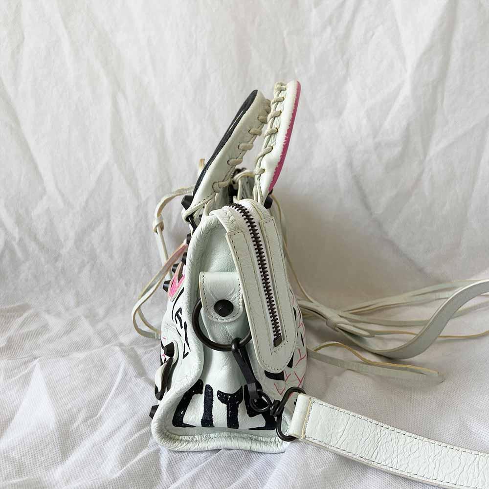 Balenciaga Classic City mini graffiti-printed leather bag