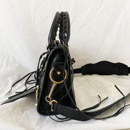 Balenciaga Giant 12 City Mini Croc-embossed Black Bag