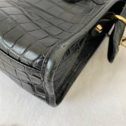 Balenciaga Giant 12 City Mini Croc-embossed Black Bag