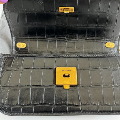 Balenciaga Gossip BB-Plaque Crocodile-Effect Cross-Body Bag