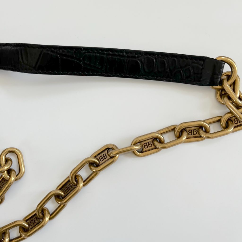 Balenciaga Gossip BB-Plaque Crocodile-Effect Cross-Body Bag