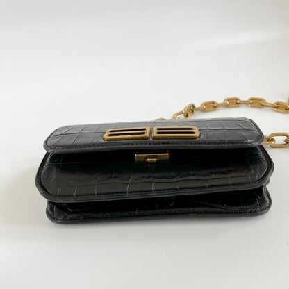 Balenciaga Gossip BB-Plaque Crocodile-Effect Cross-Body Bag