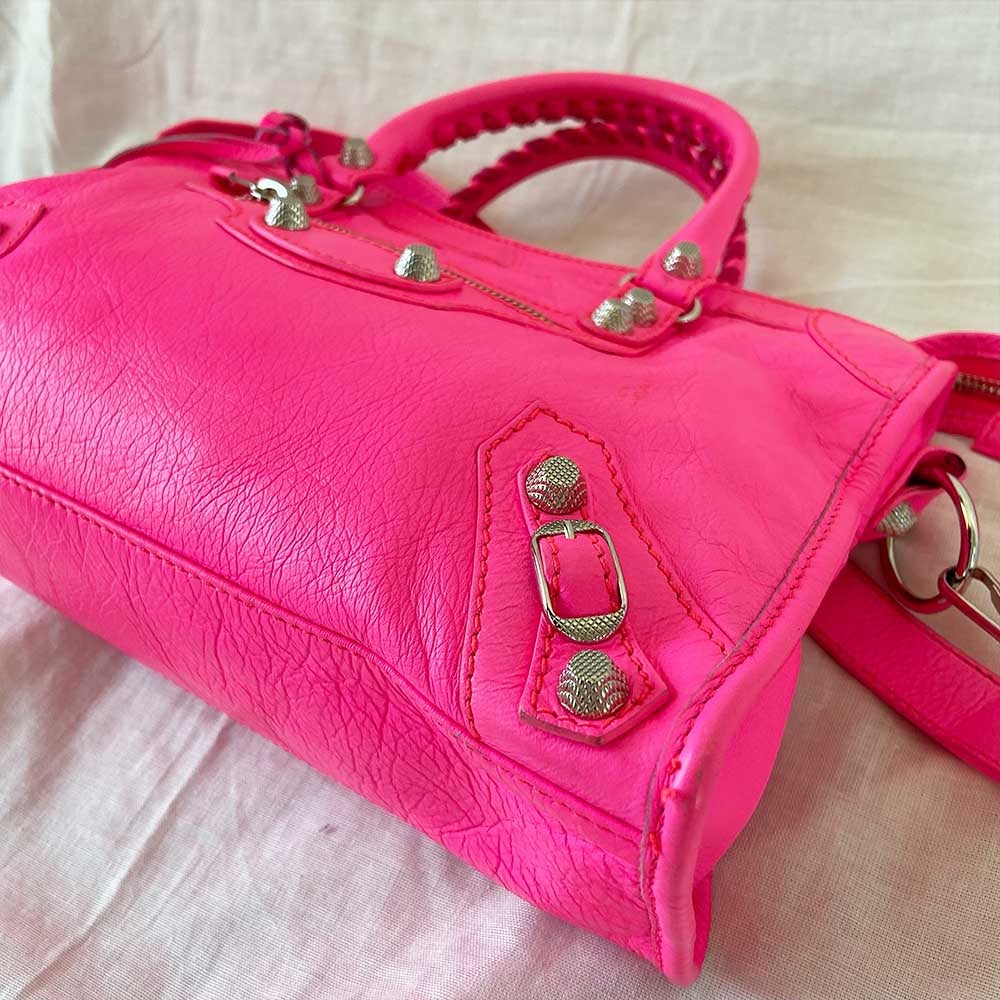 Balenciaga Hot Pink Leather Mini Classic City Bag