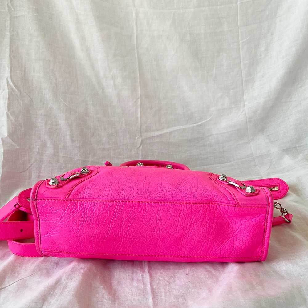 Balenciaga Hot Pink Leather Mini Classic City Bag