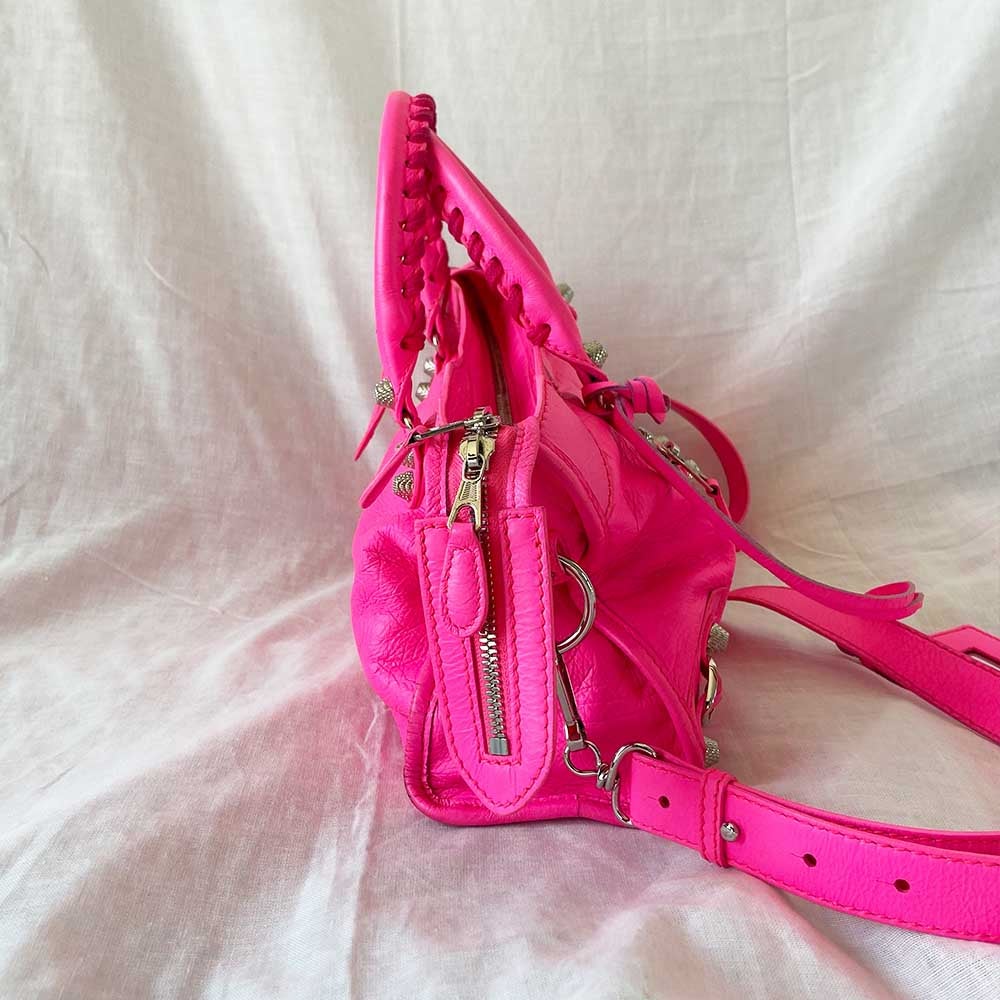 Balenciaga Hot Pink Leather Mini Classic City Bag