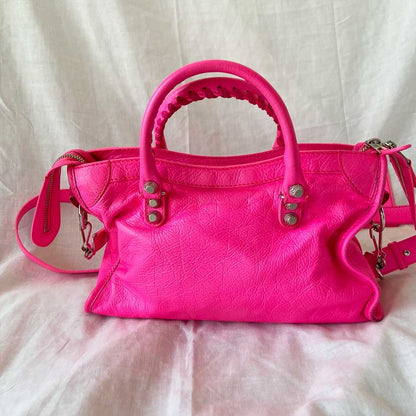 Balenciaga Hot Pink Leather Mini Classic City Bag