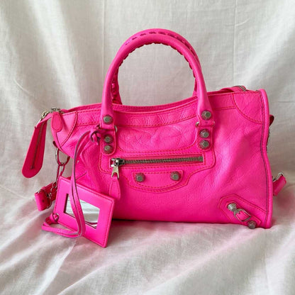 Balenciaga Hot Pink Leather Mini Classic City Bag
