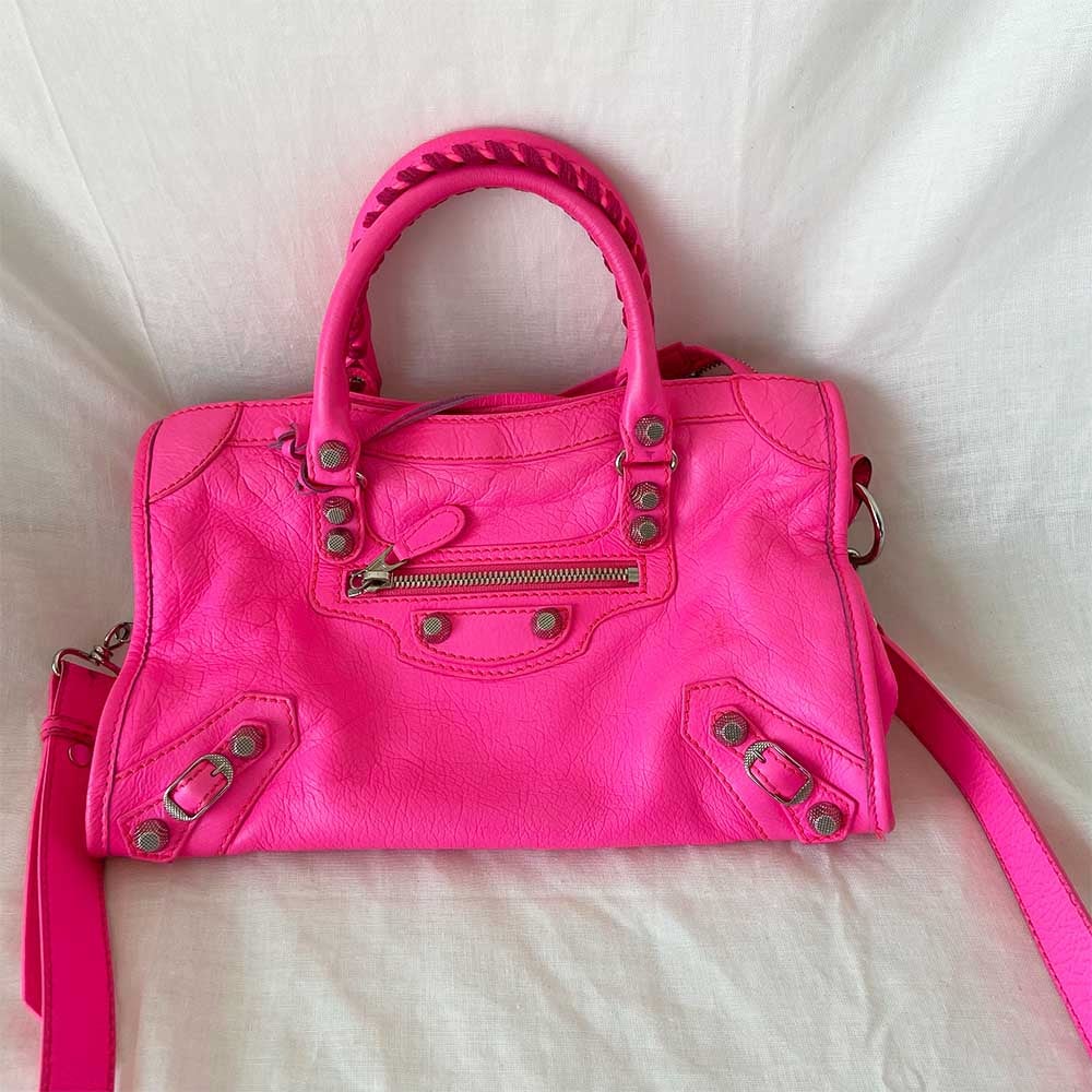 Balenciaga Hot Pink Leather Mini Classic City Bag