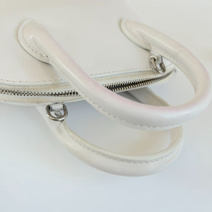 Balenciaga White Mini Ville Bag with Red Logo