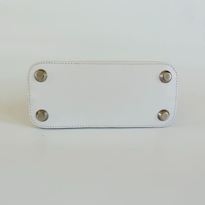 Balenciaga White Mini Ville Bag with Red Logo