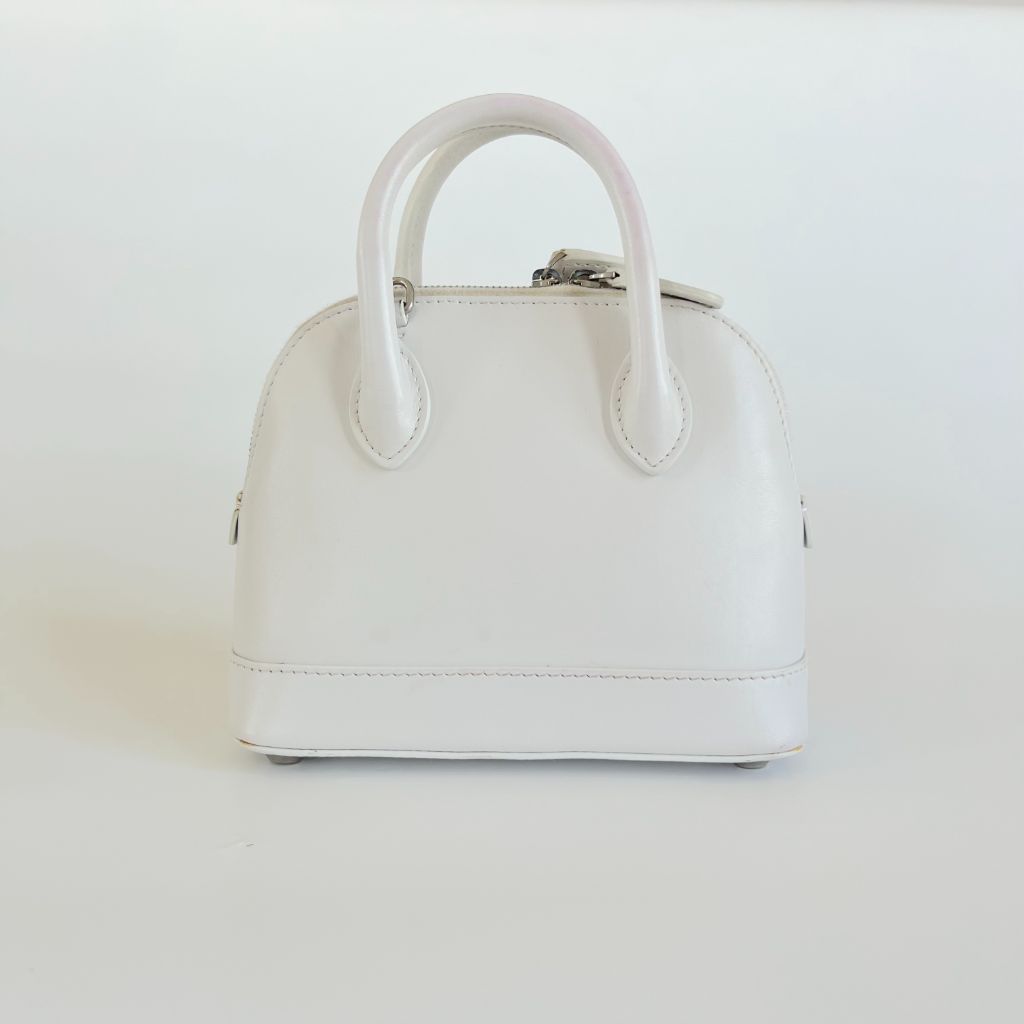 Balenciaga White Mini Ville Bag with Red Logo