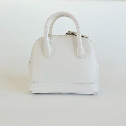 Balenciaga White Mini Ville Bag with Red Logo