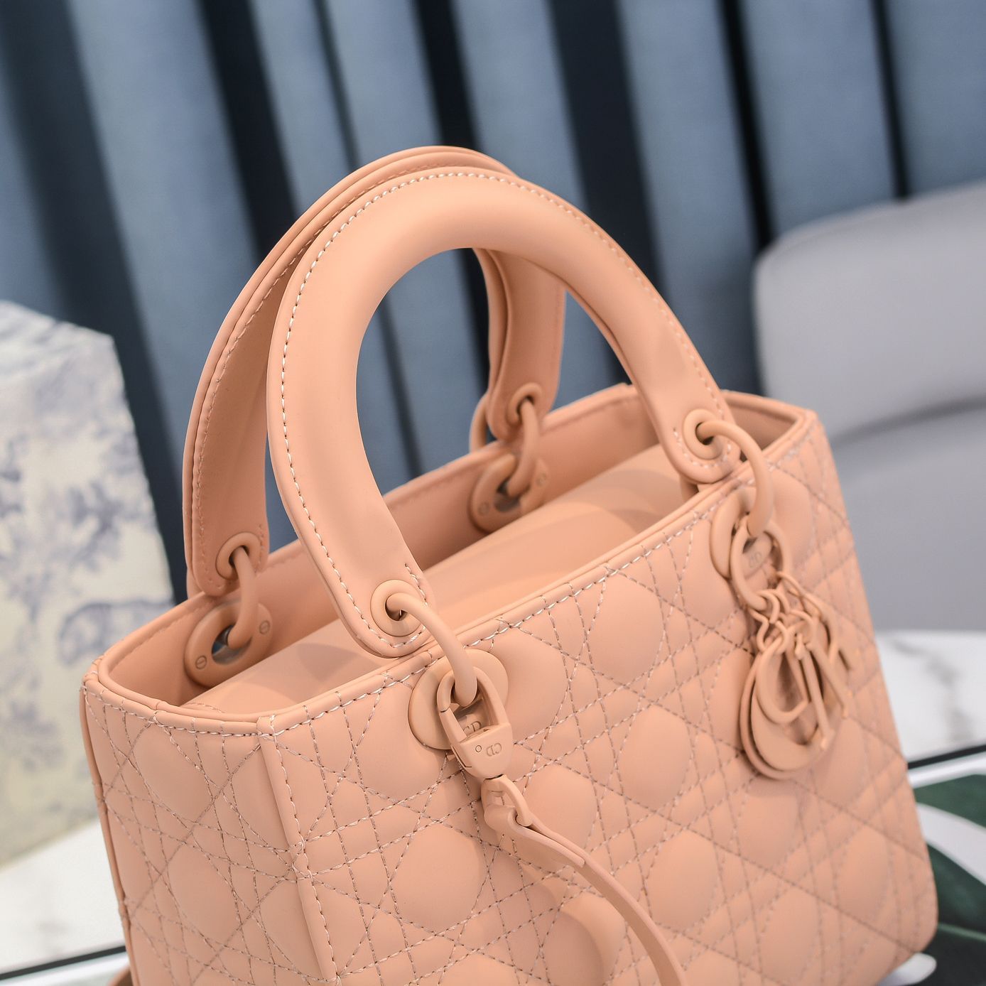 Dior Medium Dior Bag Blush Ultramatte Cannage Calfskin Women