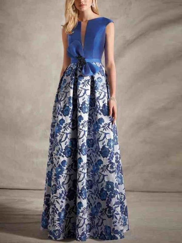 Round Neck Sleeveless Printed Maxi Dress