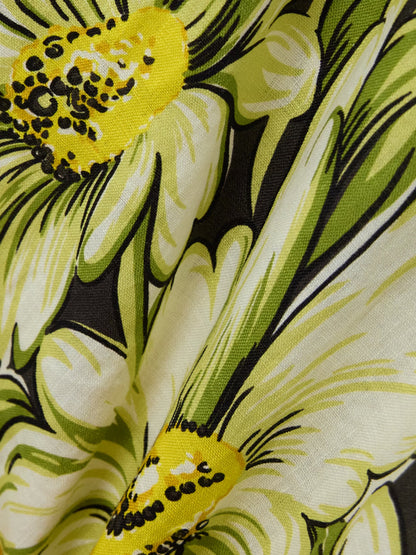 Belted Floral-print Linen Maxi Shirt Dress