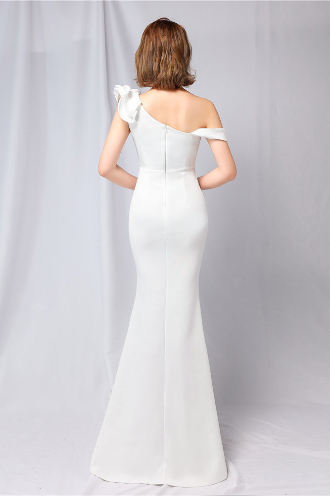 loveedsTM-Solid color one shoulder banquet evening dress