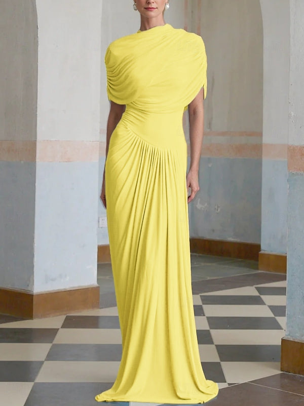 Ruffled Shawl Elegant Chiffon Gown