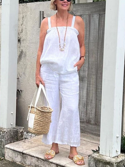 Suspender Cotton Linen Women's Suits