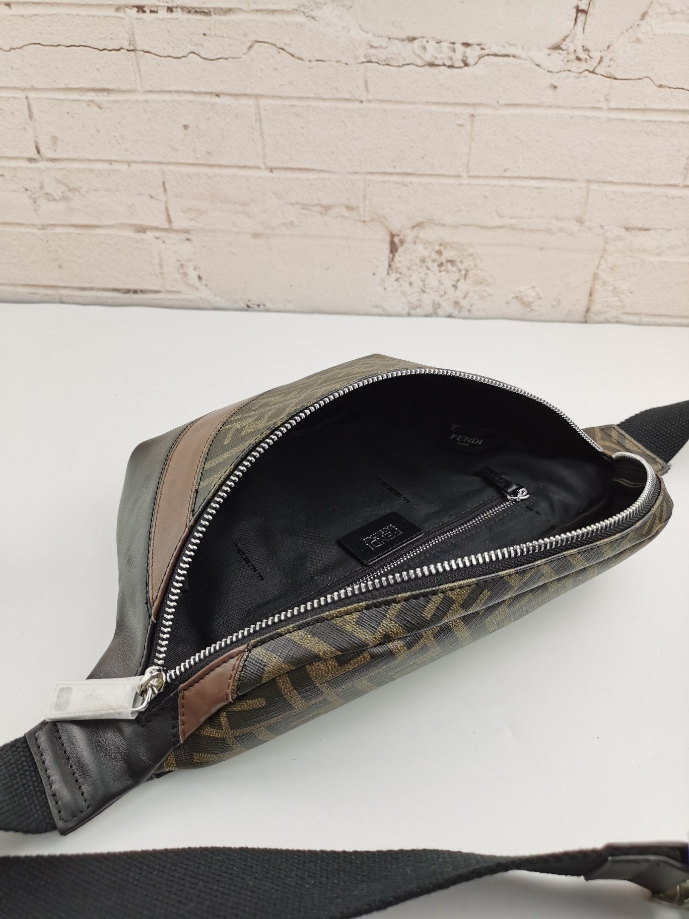 Fendi Zip Belt Bag Zucca Coated Canvas and Leather