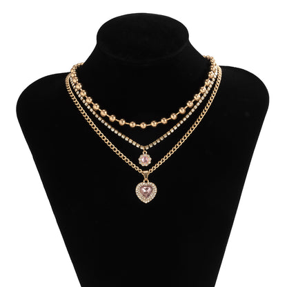 Metal necklace multiple set diamonds