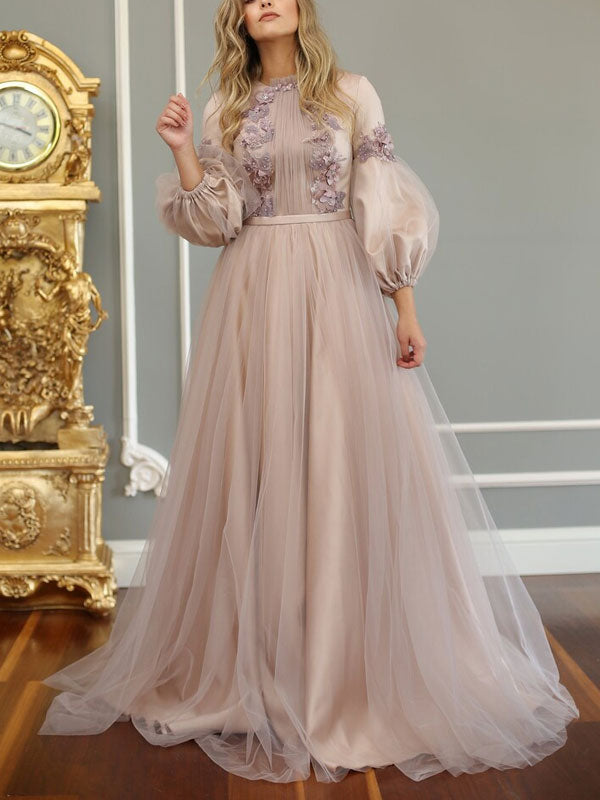 Mesh Bubble Sleeve Temperament Women's Dress