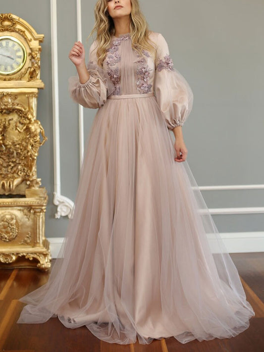 Mesh Bubble Sleeve Temperament Women's Dress