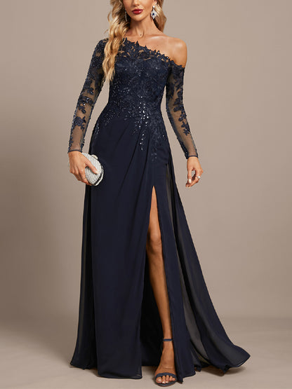 Off-Shoulder Lace Solid Color Maxi Dress