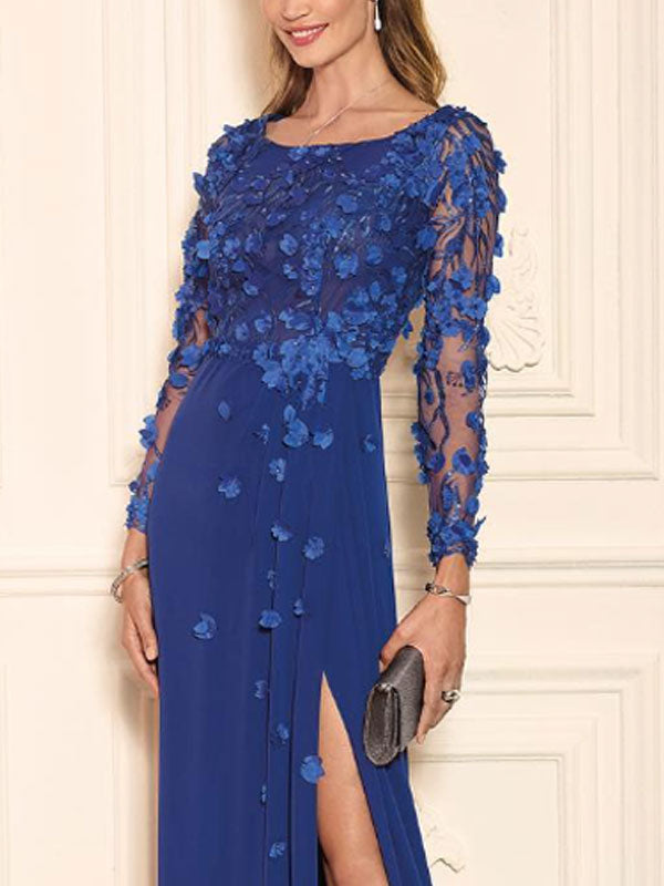 Hand-appliquéd round Neck Women's Dress