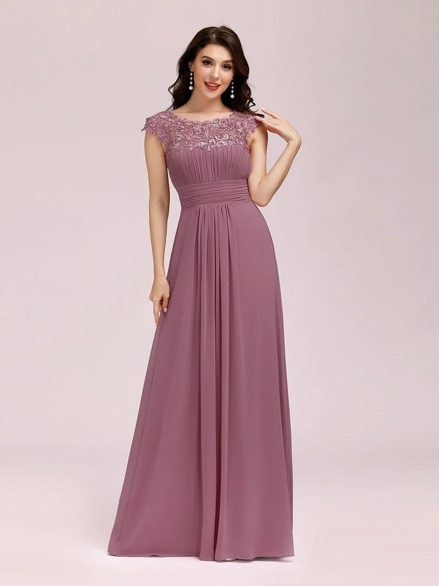 loveedsTM - Elegant Evening Dresses O-Neck Sleeveless A-LINE Lace Floor-Length Gown 2024 Ever pretty of Burgundy Simple Prom Dress Women