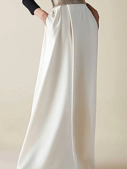 Semiformal Party Dress Black White Diamond Belt Long Sleeves Long Dress
