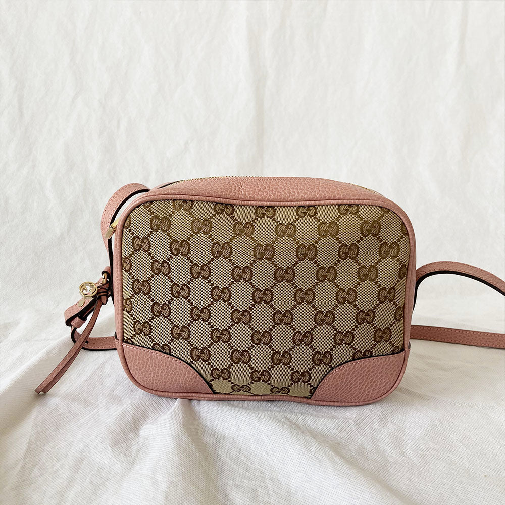 Gucci Bree GG Canvas Leather Mini Messenger Bag Pink