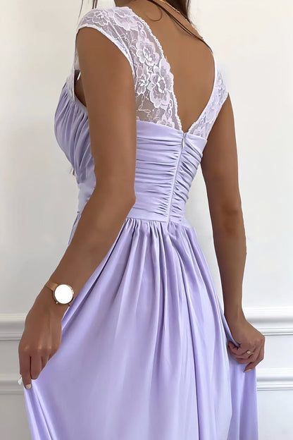 loveedsTM-Sleeveless lace backless hem slit dress