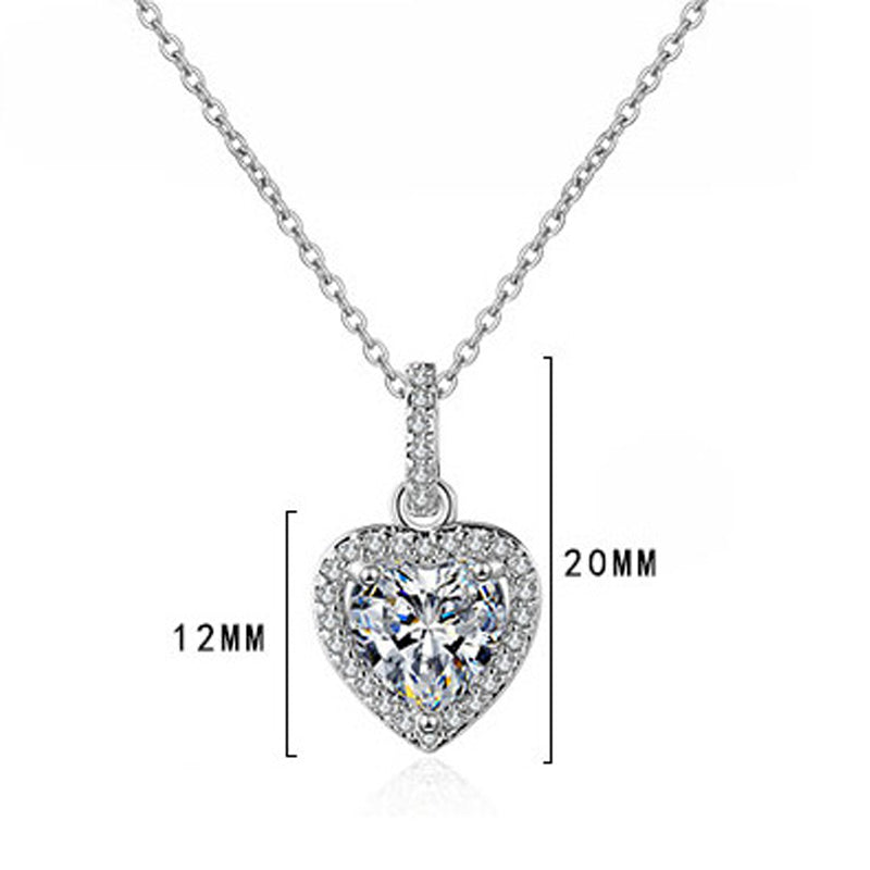 Zircon Necklace Women's Heart Shaped Full Diamond Short Clavicle Chain