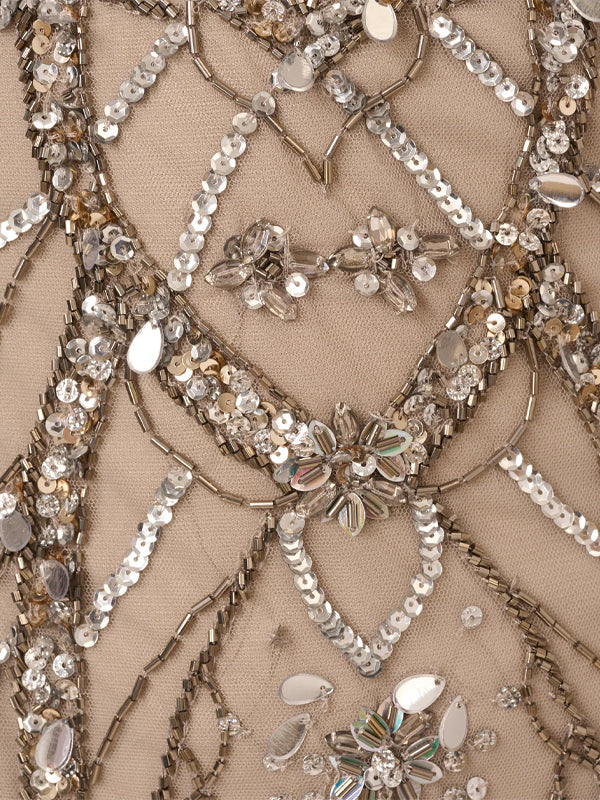 Round Neck Sequined Mesh Maxi Dress