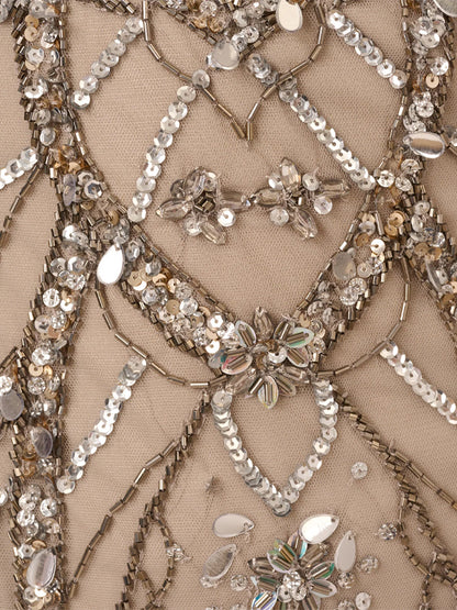 Round Neck Sequined Mesh Maxi Dress