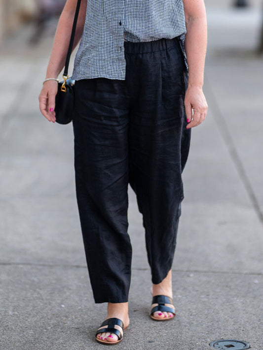 Elastic Waist Cotton and Linen Women's Pants