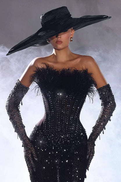 loveedsTM-New style heavy beaded tube top dress-vx