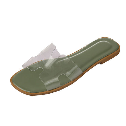 Transparent rubber flat slippers