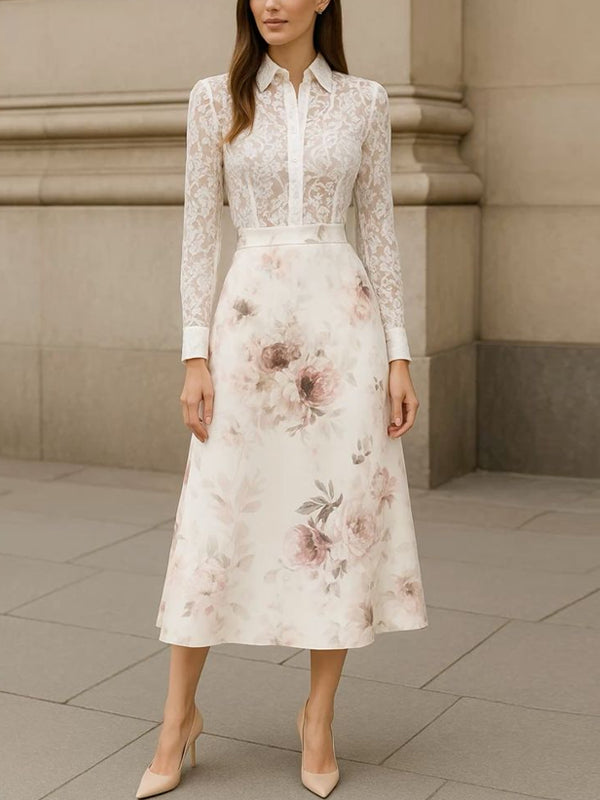 Chiffon Printed Lace Women's Dress