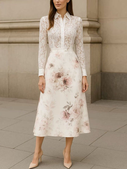 Chiffon Printed Lace Women's Dress