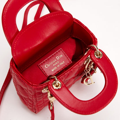 Dior Micro Lady Dior Cannage Heart Red