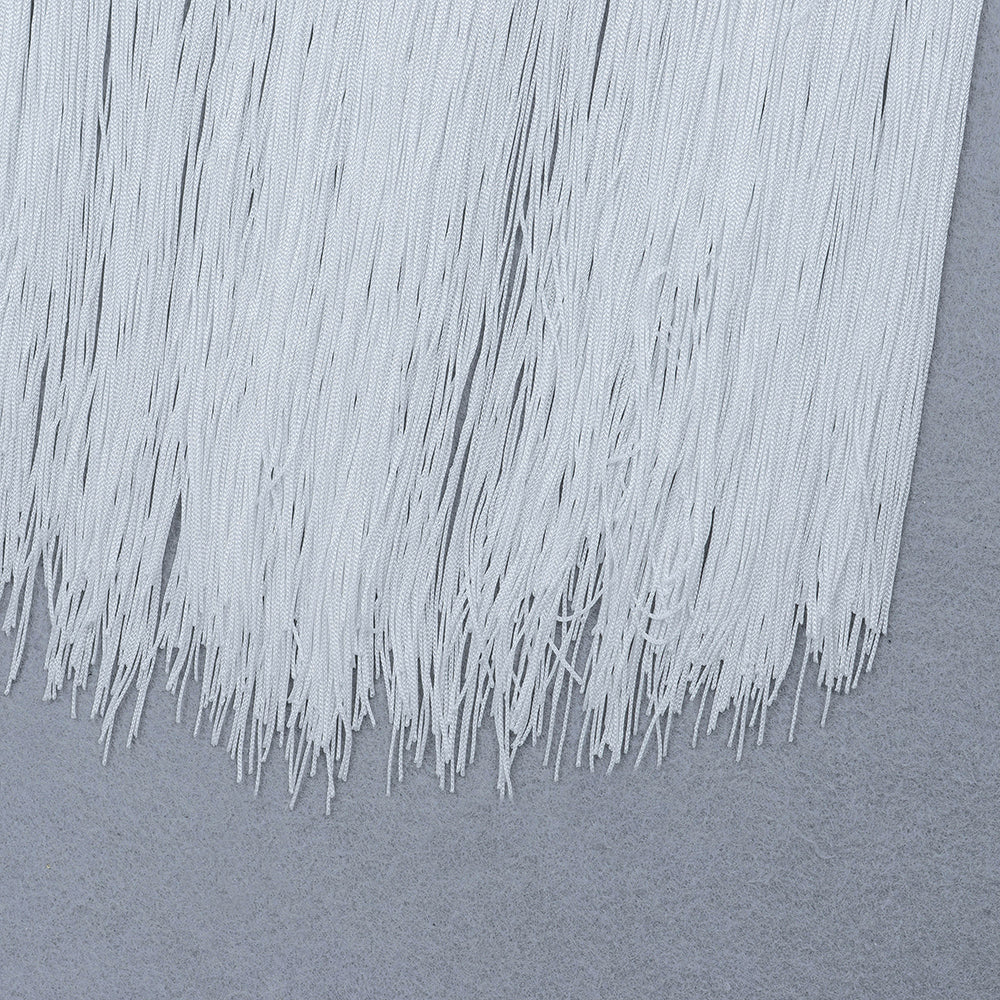 loveedsTM-Hollow Fringe White Sleeveless One-piece Dress Summer Party Gathering Dresses