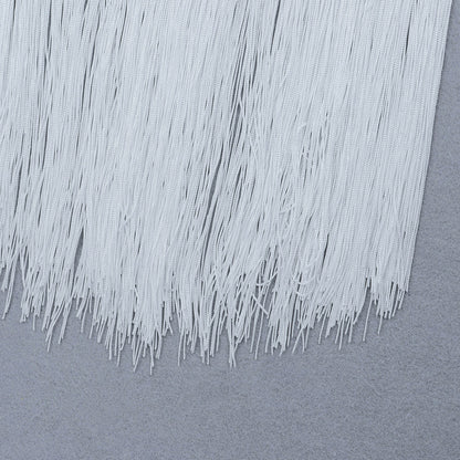 loveedsTM-Hollow Fringe White Sleeveless One-piece Dress Summer Party Gathering Dresses